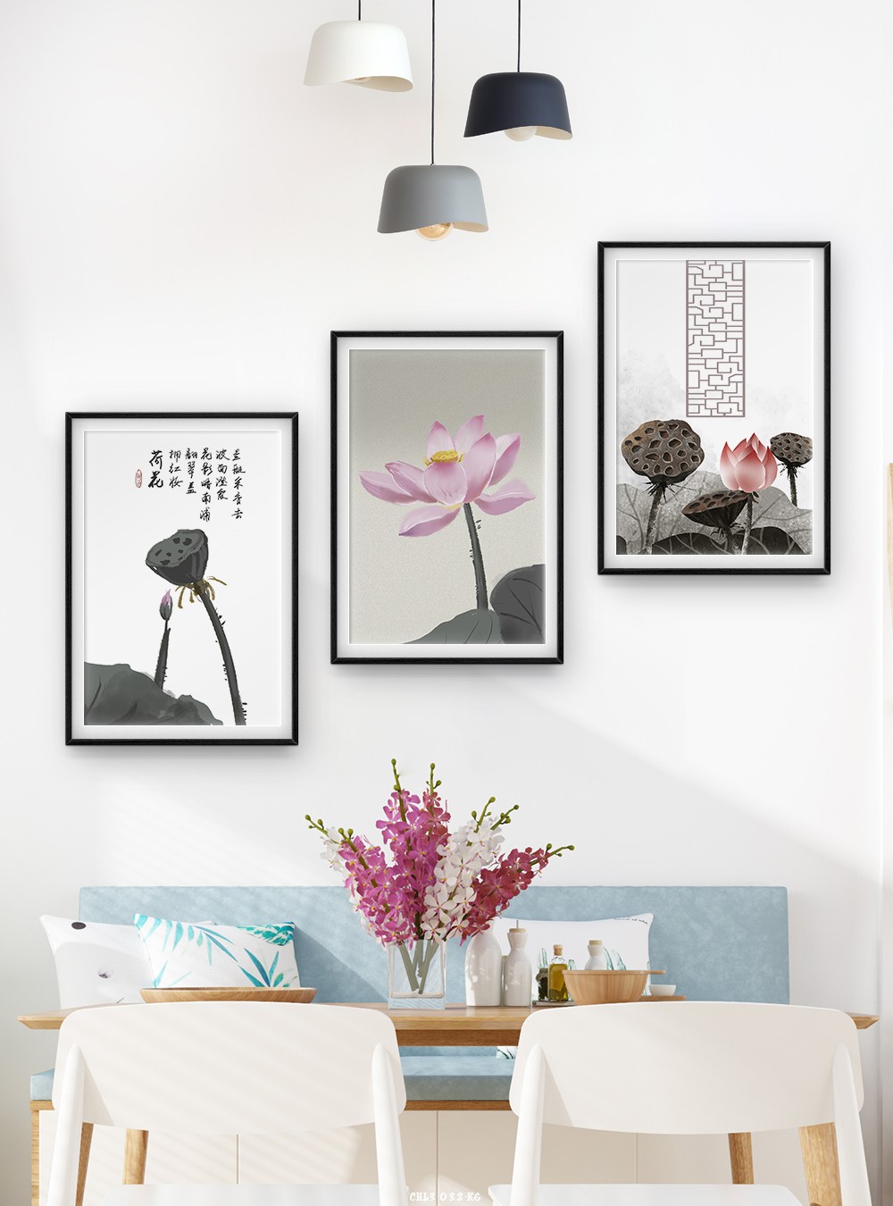 Hoa sen tranh vẽ CHL3-032-KG